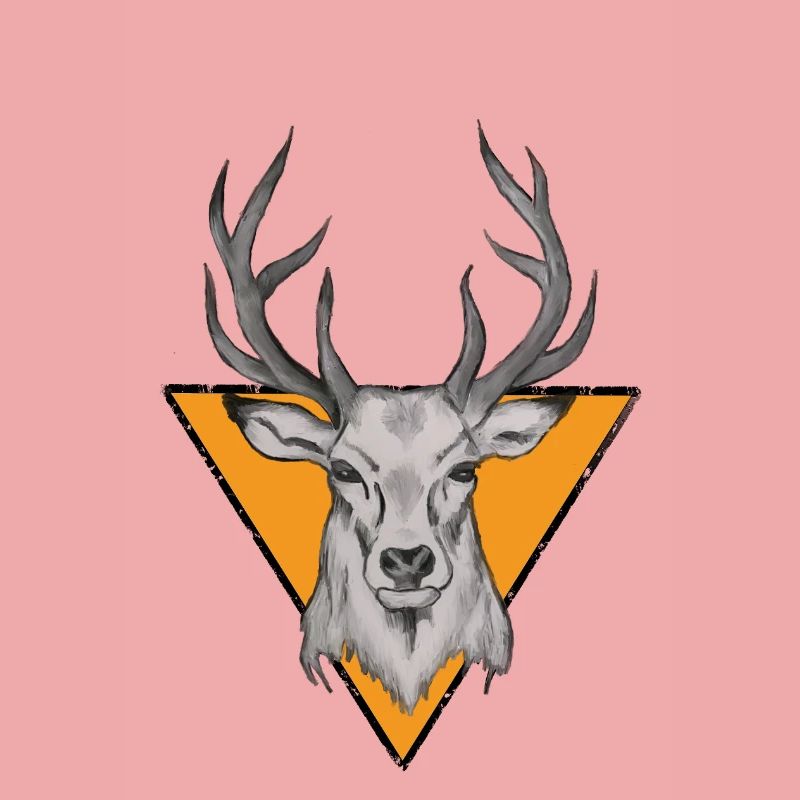 Deer head in orange triangle