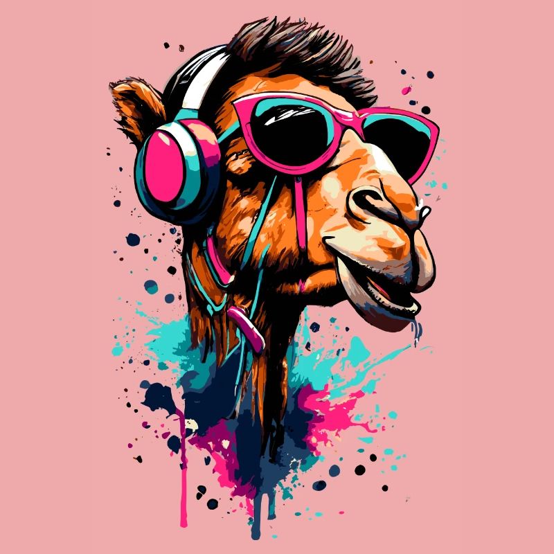 Kamel Dromedar Farbenfroh mit Kopfhörer - DJ Kamel