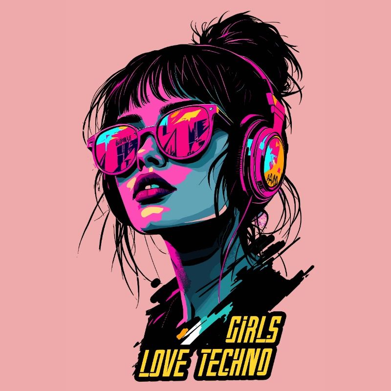 Neon Techno Mädchen Porträt