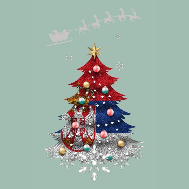 Sapin de Noël avec drapeau serbe