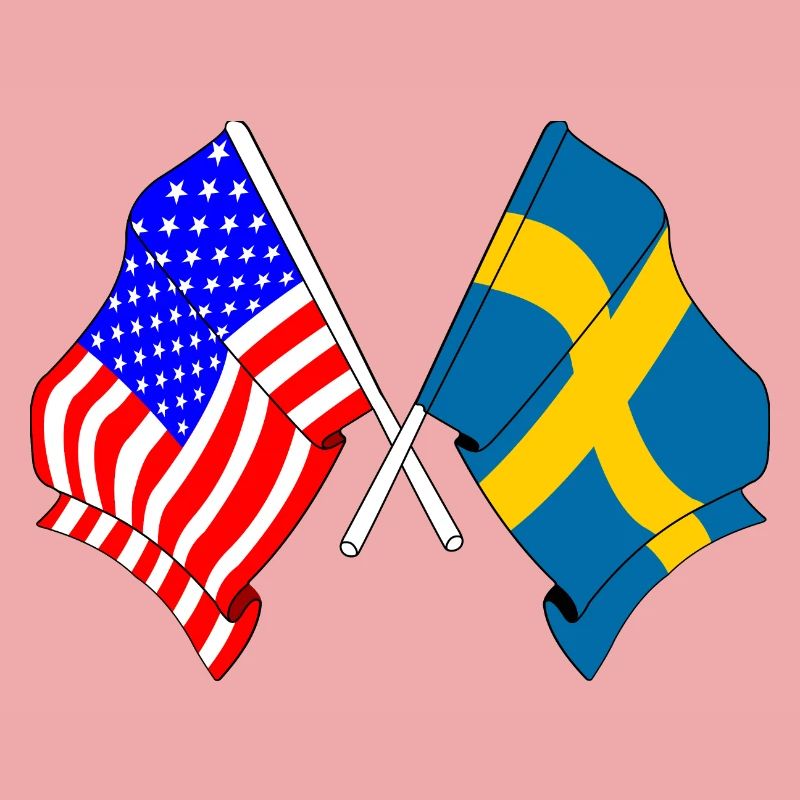 Drapeau des États-Unis et drapeau de la Suède