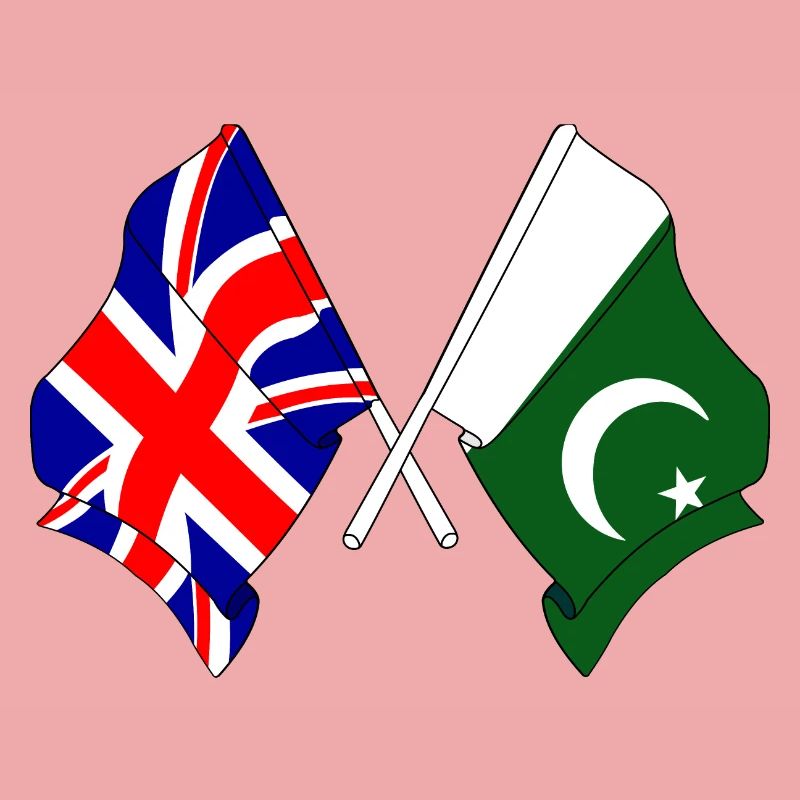 Drapeau de l’Angleterre et drapeau du Pakistan