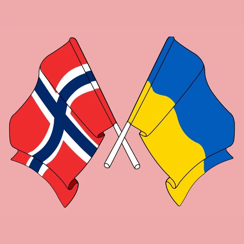 Drapeau de la Norvège, drapeau de l’Ukraine