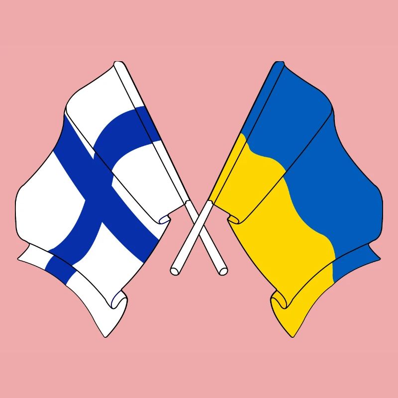 Drapeau de la Finlande et drapeau de l’Ukraine