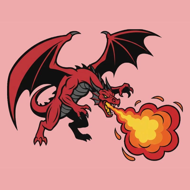 Conception de souffle de feu dragon rouge