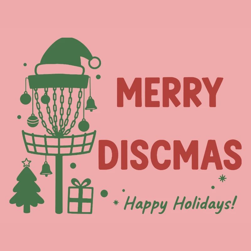 Merry Discmas Happy Holidays Disc Golf Basket
