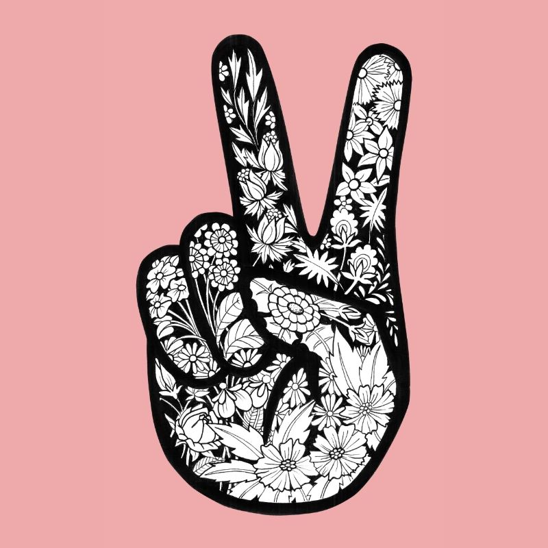 Peace-Zeichen mit Blumenfüllung