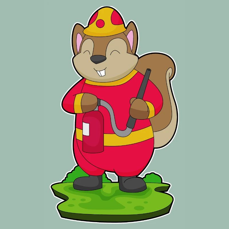 Squirrel Firefighter Fire Extinguisher Fire Brigade