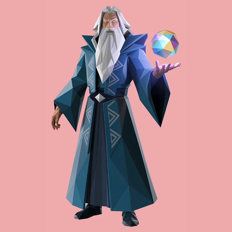 Wise Wizard - Cooles Low-Poly-Logo
