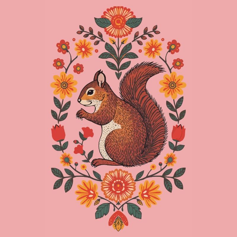 Eichhörnchen im Blütenkranz