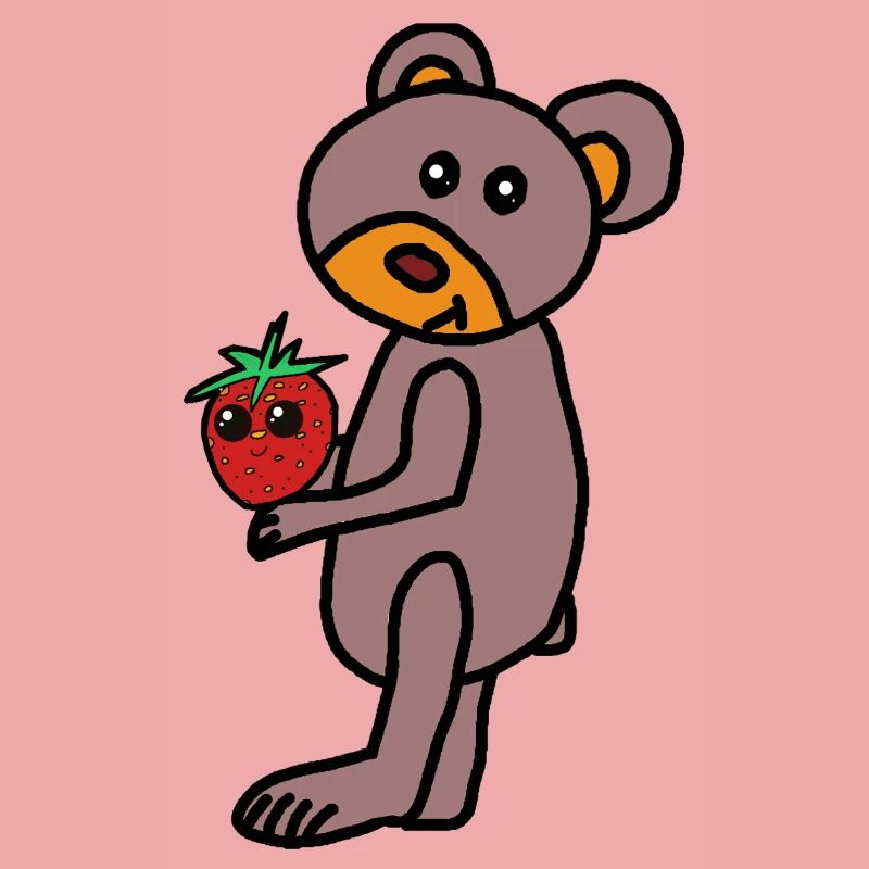 Teddy Teddys Kind Bär  Erdbeere