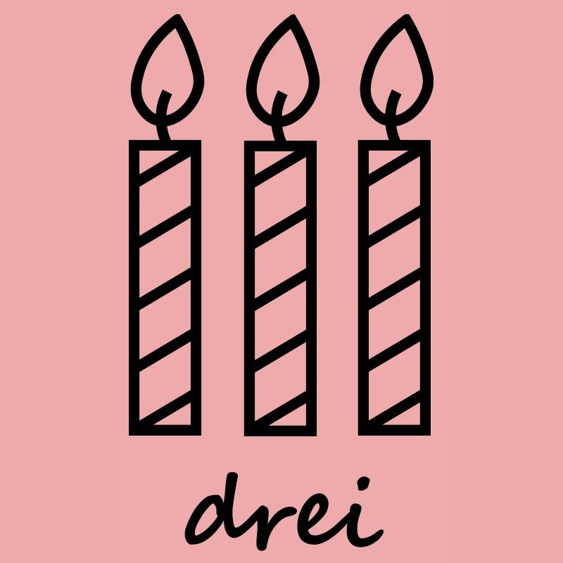 three birthday candles