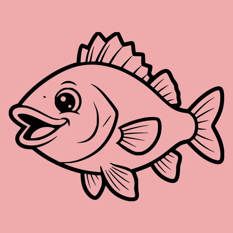 Cute Perch Fish Comic Coloring Page