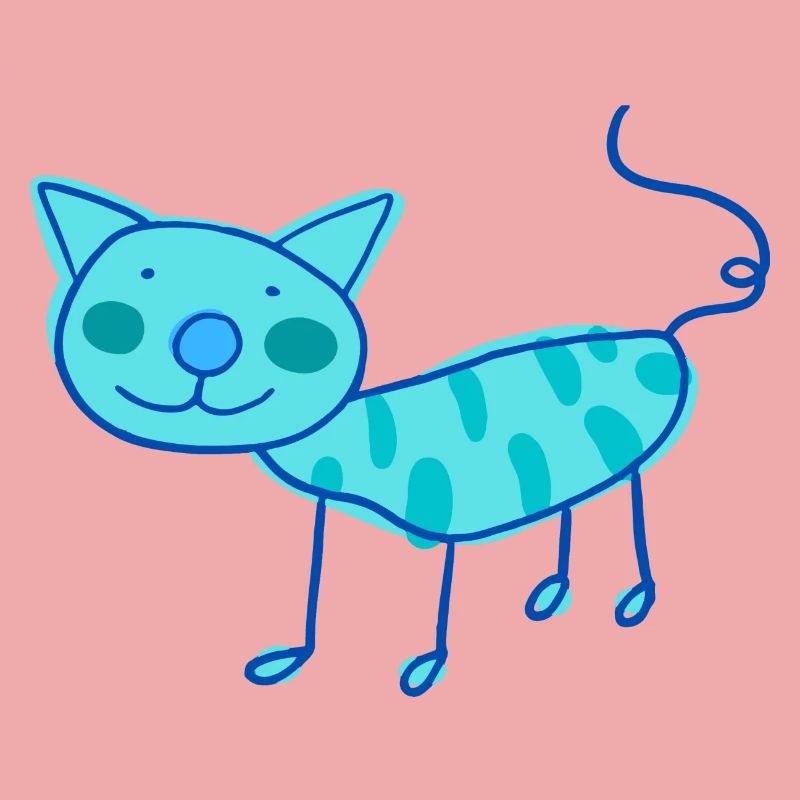 Doux chat de chat d’enfants en couleur