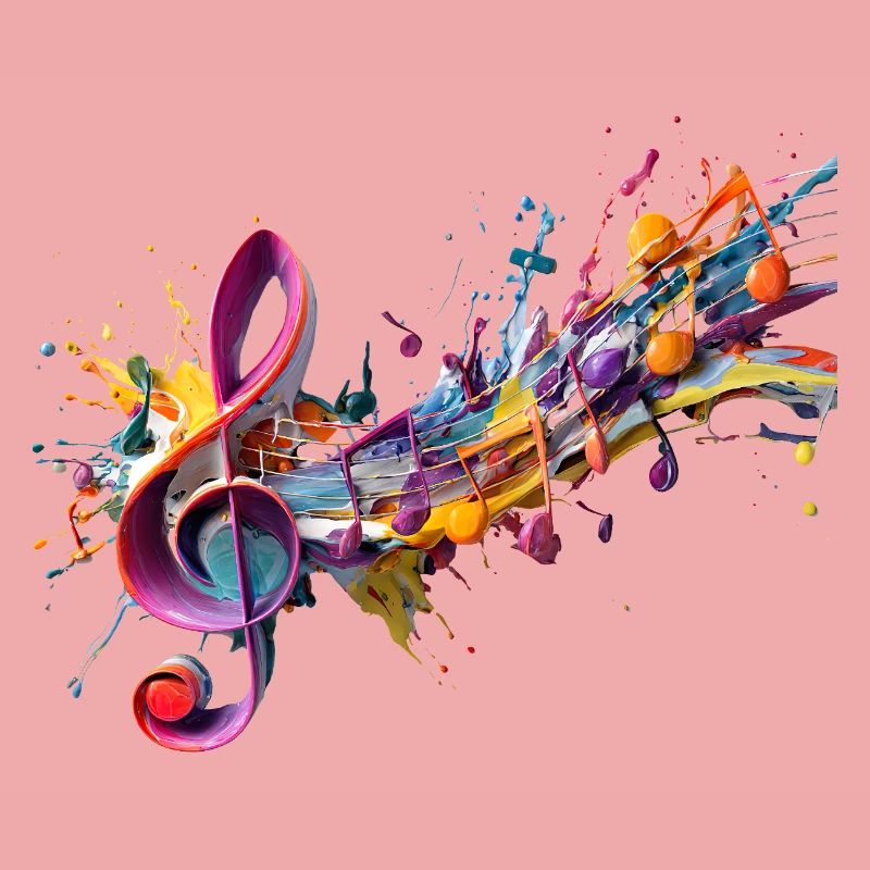 Coloured notes with clef