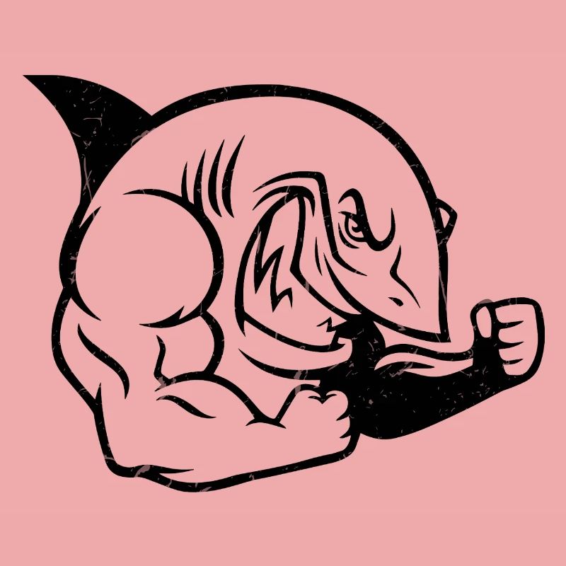Muscular Shark Bodybuilder Workout Silhouette