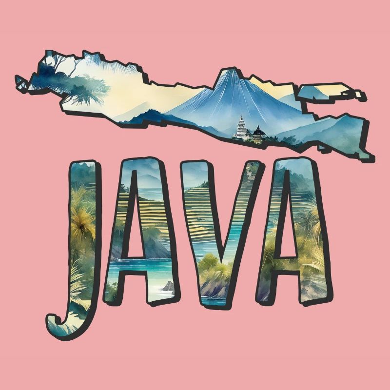 Aquarell Landkarte Java