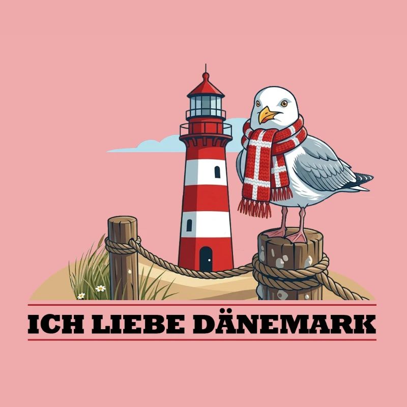 Leuchtturm Möwe mit Schal