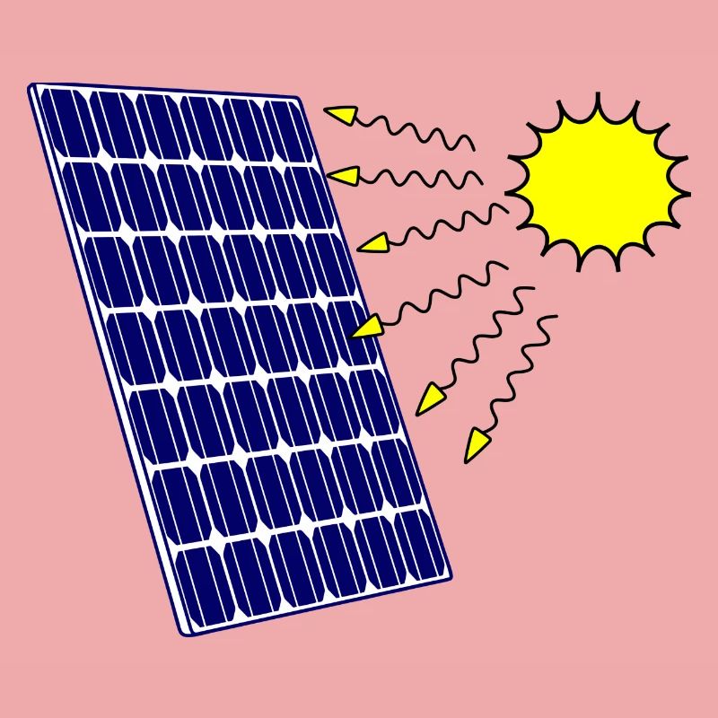Solar panel with Solar radiation and sun
