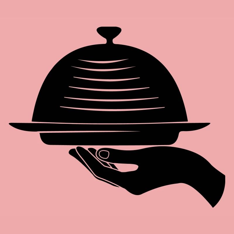Main de serveur avec repas