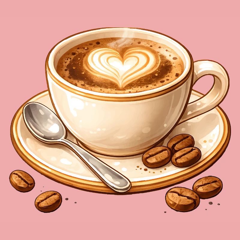 Kaffee Illustration mit Herz 