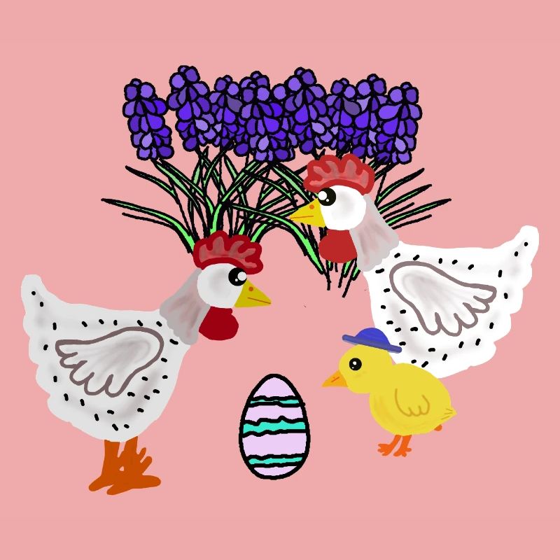 Spring Chickens with Easter Egg Chicken Chicks