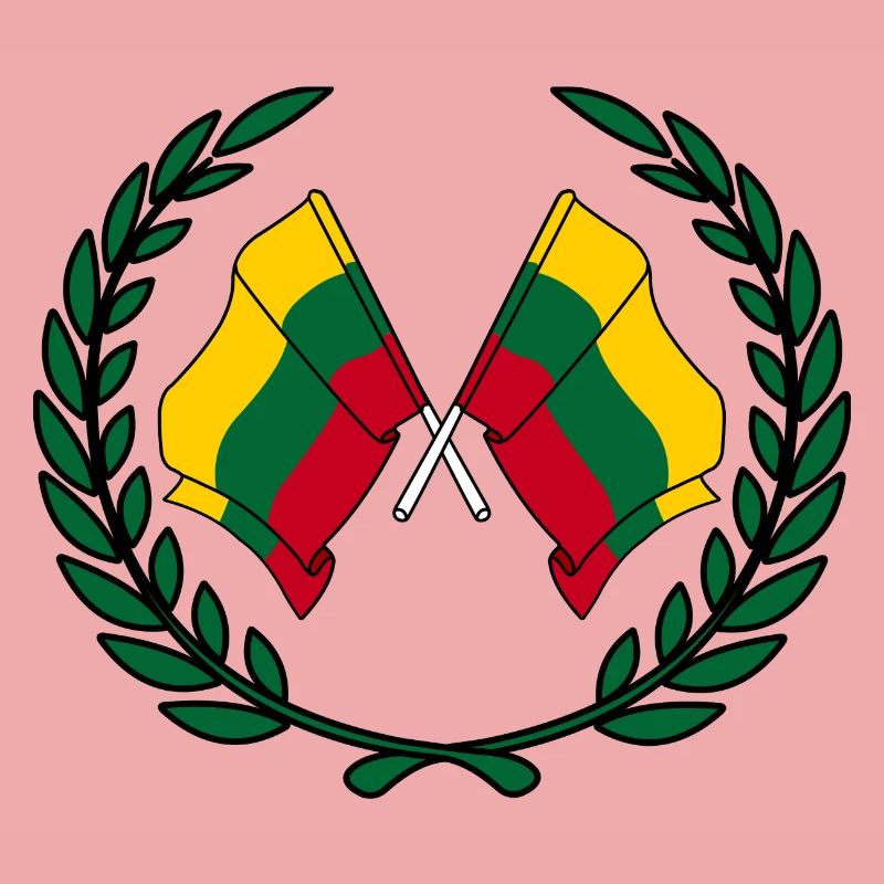 Flags Lithuania in laurel wreath