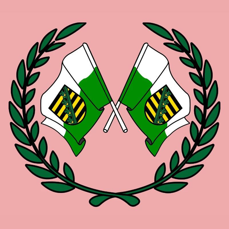 Drapeaux Couronne de laurier de Saxe