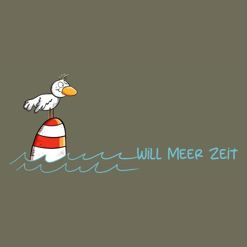 Drollige Möwe Will Meer Zeit