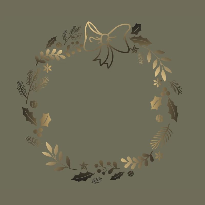 Couronne festive dorée avec ruban