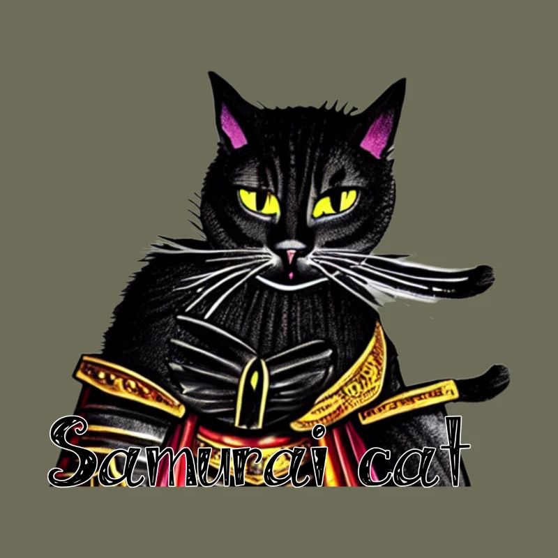 Chat samouraï avec une armure dorée