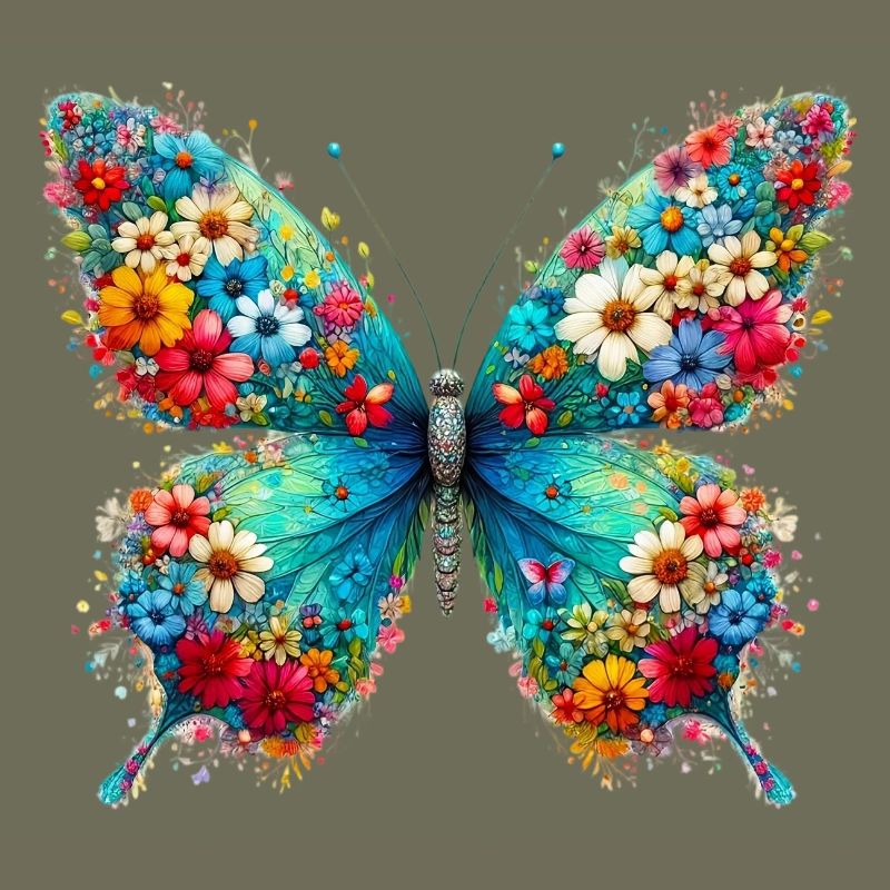 Papillon décoré de fleurs