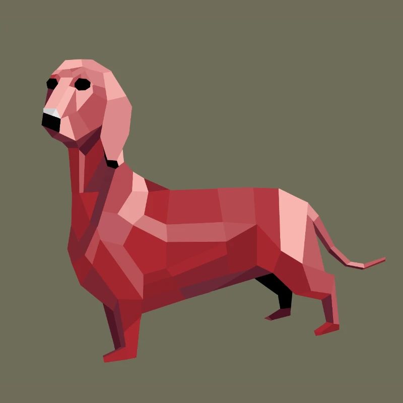 Teckel low poly rouge