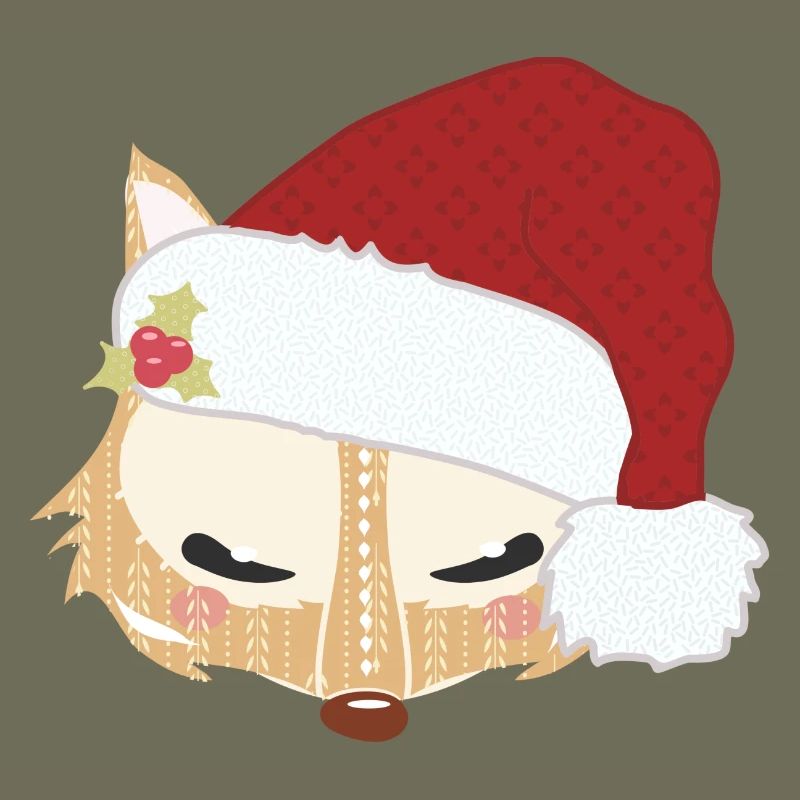 Fox head with santa hat