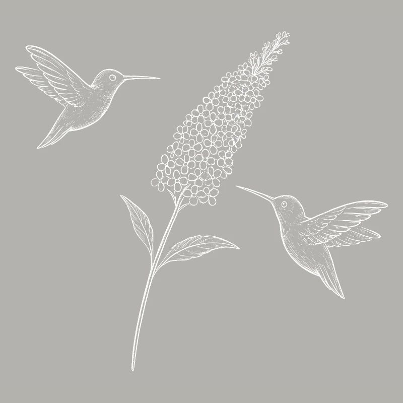 Colibris avec fleur Boho Cottagecore
