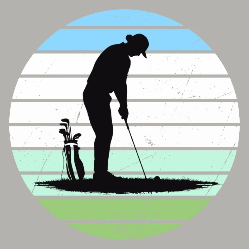 Golf silhouette in pastel circle