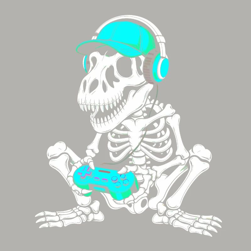 Skeleton DJ with controller and headset