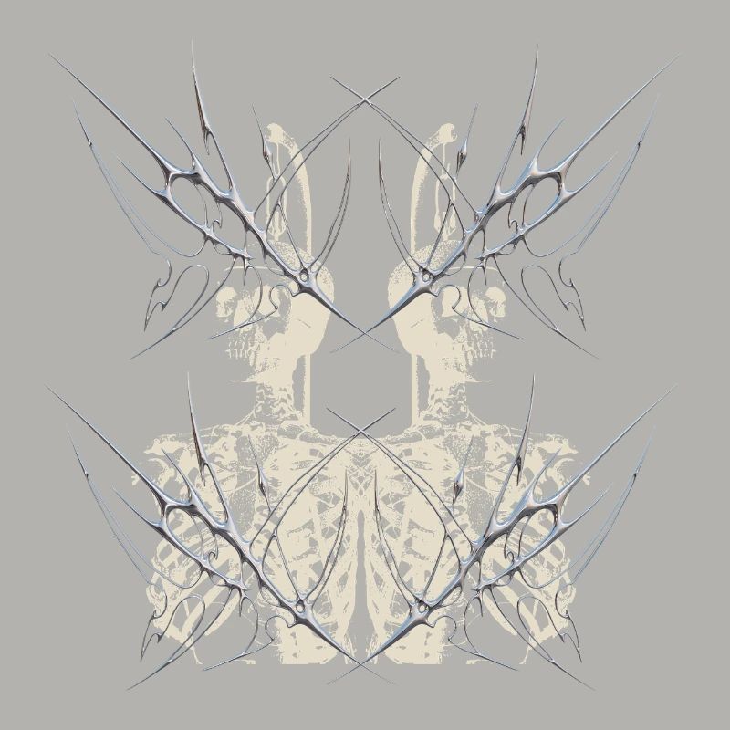 Conception du Cybercore du Miroir Squelette Gothique Sombre