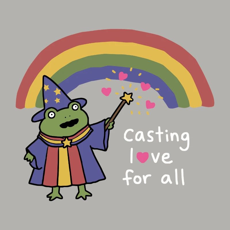 Frog Wizard Casting Love Under Rainbow