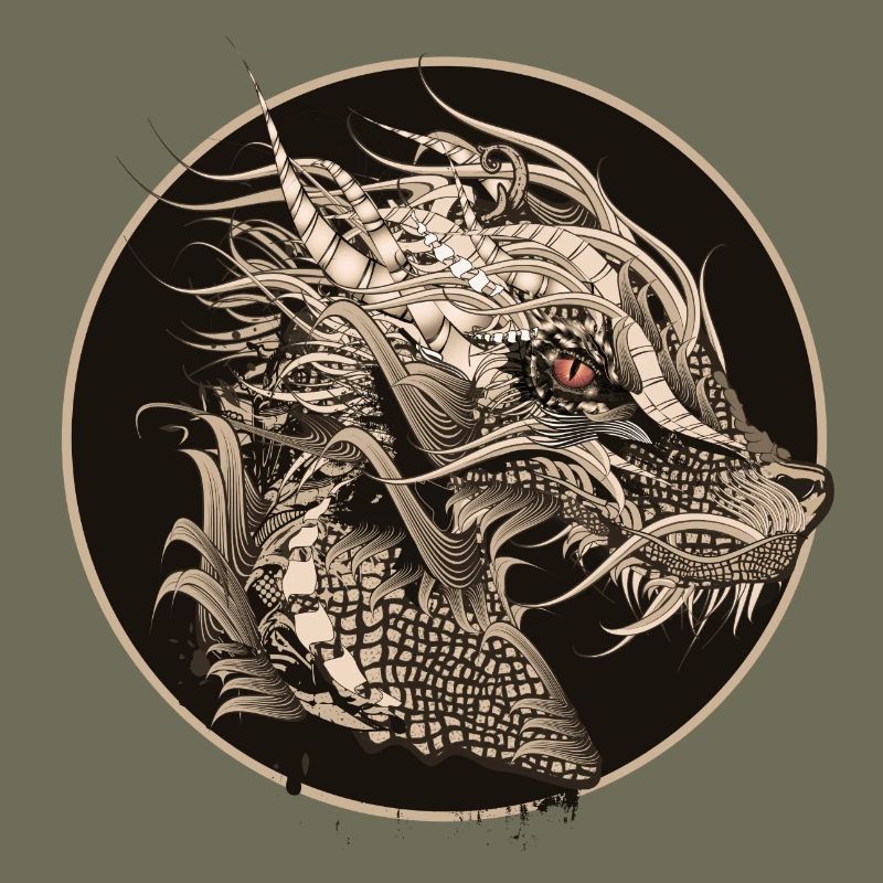 kunstvoll gestalteter mystischer Drachen Patch