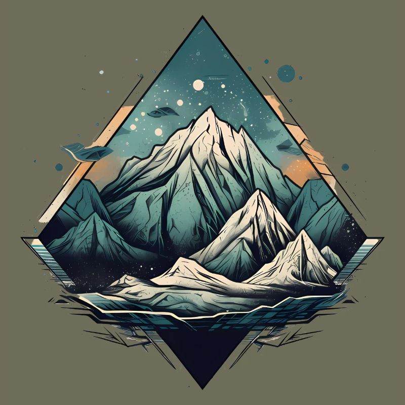 Mountain landscape with starry sky