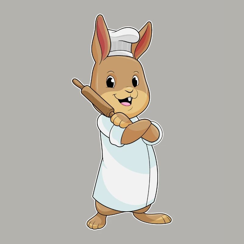 Rabbit as a baker with rolling pin