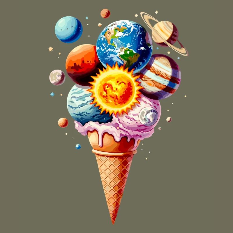 Planeten Eiscreme Waffel Eis