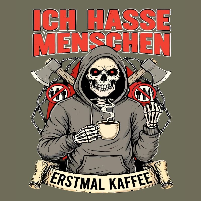 I Hate People First Coffee Skeleton Fun