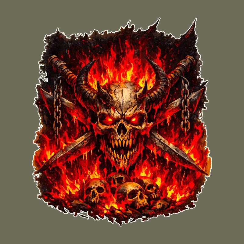 Crâne de Feu avec des Cornes