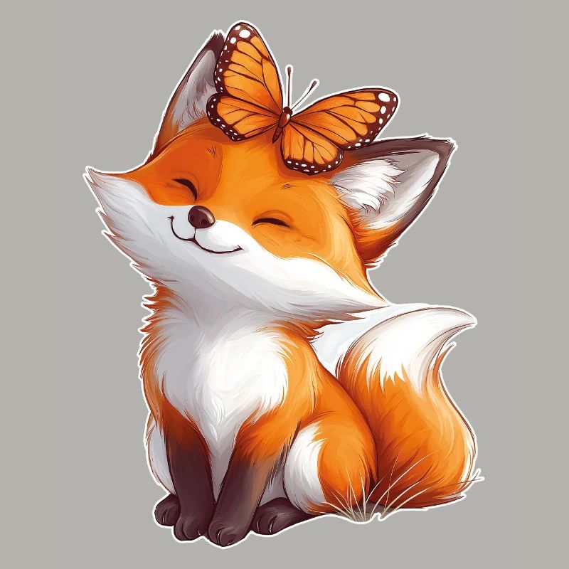 Fuchs mit Schmetterling