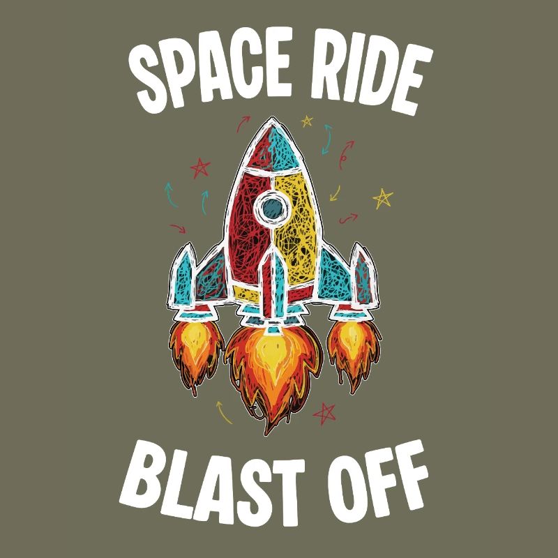 Space Rocket Retro Scribble Blast Off