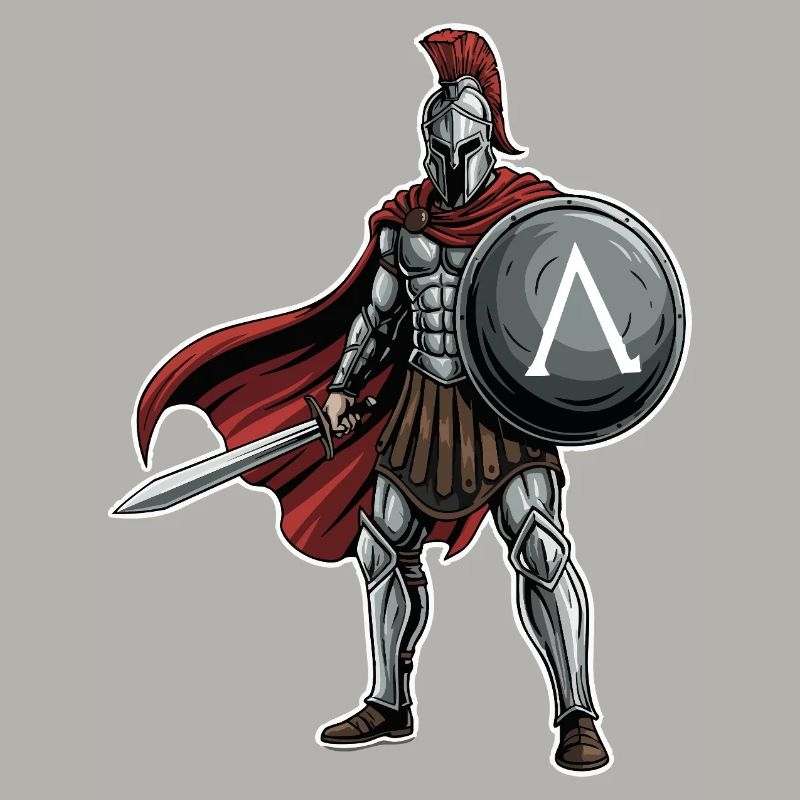 Hoplite Spartan Lambda Shield Sword Mascot