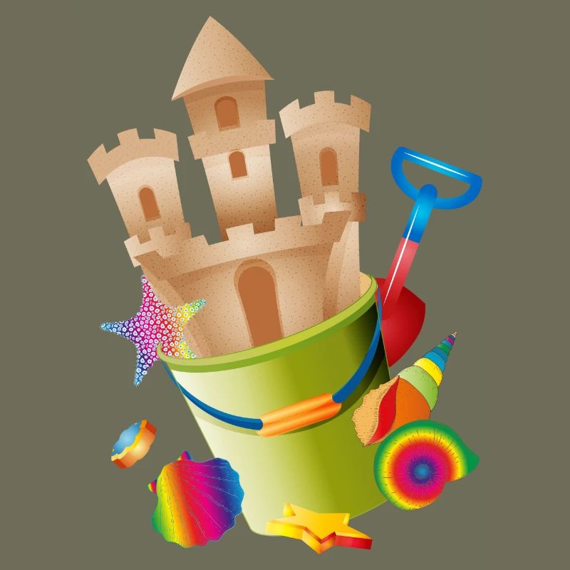 Un château de sable dans un seau réveille des sentiments de vacances
