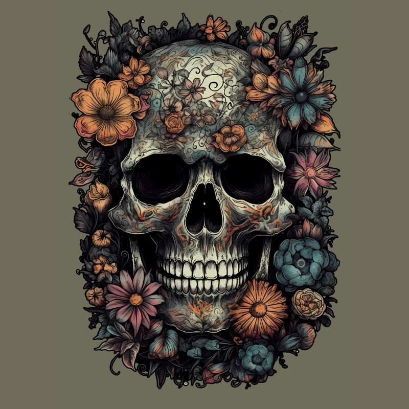 Crâne de crâne boho cool avec des fleurs colorées